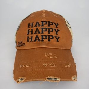 Duck Dynasty Hat Orange Camouflage Happy Happy Happy Distressed Adjustable